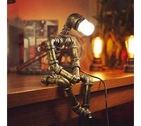 JAHQ Lampe Robot Rétro Lampe de bureau industrielle Fer Tuyau de Lampe de chevet Chambre étude créatifs Lampe nostalgie robot Fer de la lampe grenier Lampe de table