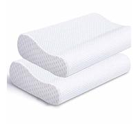 JAHQLIGHT JAHQ Lot de 2 Oreiller Cervical Ergonomique à Mémoire de Forme, Oreiller Orthopédique pour la Nuque avec Housse en Coton Respirant et Lavable, Coussin Anti Ronflement, 50x30x10/7cm Blanc