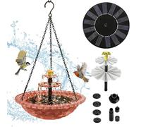 Jahuanoo Bain d'oiseau Solaire - Décorative avec Pomme d'arrosage et Pompe - Fontaine Solaire pour Oiseaux,pour Jardin extérieur, étang, Bassin, terrasse, Patio, Attirer Les colibris et pinsons,