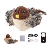 Jahuanoo Chirping Bird Jouet pour chat avec ailes battantes | Jouet pour chat rechargeable par USB avec 3 niveaux réglables | Interactif avec à chat, battement électrique avec télécommande pour
