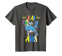 J'Ai 2 Ans 2e Animal Baleine Bleue Anniversaire T-Shirt, Enfant, Asphalte, 8 Ans