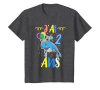 J'Ai 2 Ans 2e Animal Baleine Bleue Anniversaire T-Shirt, Enfant, Chiné Foncé, 12 Ans