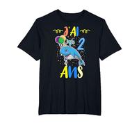 J'Ai 2 Ans 2e Animal Baleine Bleue Anniversaire T-Shirt, Homme Grandes Tailles, Noir, 4X Tall