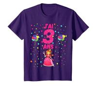 J'ai 3 Ans Date D'anniversaire Fille Princesse Filles T-Shirt