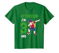 J'Ai 3 Ans Garçon Football T-Shirt, Enfant, Vert Kelly, 3 Ans