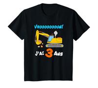 J'ai 3 Ans Pelleteuse Cadeau Anniversaire Excavateur Garcon T-Shirt