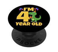 J'Ai 4 Ans, fête d'anniversaire, Dinosaure, garçon, T-Rex PopSockets PopGrip Adhésif