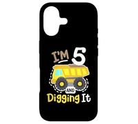 J'Ai 5 Ans et Digging It 5e Anniversaire de Construction Excavator Boys Coque pour iPhone 17