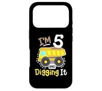 J'Ai 5 Ans et Digging It 5e Anniversaire de Construction Excavator Boys Coque pour iPhone 17 Pro