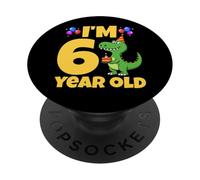J'Ai 6 Ans, Dinosaure, Anniversaire, garçon, T-Rex, 6e Anniversaire PopSockets PopGrip Adhésif