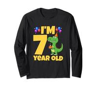 J'Ai 7 Ans, fête d'anniversaire, Dinosaure, garçon, T-Rex Manche Longue