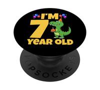 J'Ai 7 Ans, fête d'anniversaire, Dinosaure, garçon, T-Rex PopSockets PopGrip Adhésif