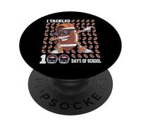 J'Ai abordé 100 Jours d'école en tamponnant Le Football pour Le 100e Jour des Enfants PopSockets PopGrip Adhésif