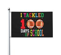 J'ai attaqué 100 jours école drapeau 0,9 x 1,5 m Double face extérieur ferme cour signe jardin drapeau décoratif avec œillets en laiton