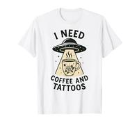 J'Ai Besoin de café et de Tatouages, d'un Faisceau Lumineux Amusant pour Un Vaisseau Spatial Extraterrestre T-Shirt