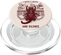J'Ai Besoin d'un Roman et du Silence, Un Chat Noir lisant Un Bibliophile PopSockets PopGrip pour MagSafe