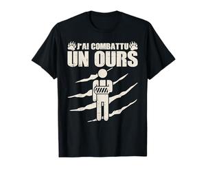 J'Ai Combattu Un Ours Griffe Empreinte Humour Animal Cadeau T-Shirt