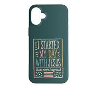 J'Ai commencé ma journée avec l'humour chrétien de Jésus Coque pour iPhone 16 Plus