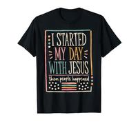 J'Ai commencé ma journée avec l'humour chrétien de Jésus T-Shirt Graphique avec Valeur