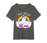J'Ai Deja 30 Ans Anniversaire Femme Cadeau Licorne T-Shirt, Femme Grandes Tailles, Asphalte, 6X