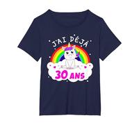J'Ai Deja 30 Ans Anniversaire Femme Cadeau Licorne T-Shirt, Femme Grandes Tailles, Bleu Marine, 6X