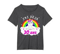 J'Ai Deja 30 Ans Anniversaire Femme Cadeau Licorne T-Shirt, Femme Grandes Tailles, Chiné Foncé, 4X