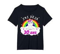 J'Ai Deja 30 Ans Anniversaire Femme Cadeau Licorne T-Shirt, Femme Grandes Tailles, Noir, 6X