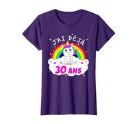 J'Ai Deja 30 Ans Anniversaire Femme Cadeau Licorne T-Shirt, Femme, Violet, XS