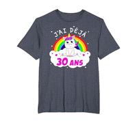 J'Ai Deja 30 Ans Anniversaire Femme Cadeau Licorne T-Shirt, Homme Grandes Tailles, Bleu Chiné, 6X Tall