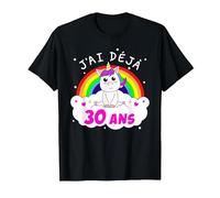 J'Ai Deja 30 Ans Anniversaire Femme Cadeau Licorne T-Shirt, Homme, Noir, 5XL