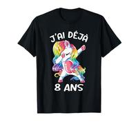 J'ai Déja 8 Ans Cadeau Anniversaire 8 Ans Fille Licorne T-Shirt