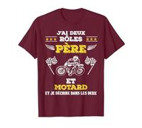 J'Ai Deux Rôles Père et Motard Et Je Déchire Cadeau Moto T-Shirt, Homme, Marron, M
