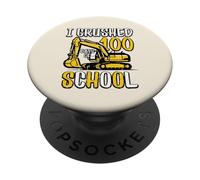J'Ai écrasé 100 Jours d'école, excavatrice, 100e Jour, garçons et Enfants PopSockets PopGrip Adhésif