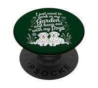 J'Ai Envie de Travailler dans Mon Jardin avec Mon Amoureux des Chiens PopSockets PopGrip Adhésif