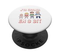 J'ai Grandi En 8 Bit Cadeau Retrogaming Humour Pour Papa PopSockets PopGrip Adhésif