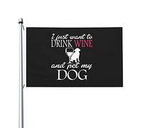 J'Ai Juste Envie De Boire Du Vin Et De Caresser Mon Labradoodle Drapeau Résistant Aux Intempéries Drapeau De Jardin Décoratif Flag Pour Mur Extérieur Maison 90X150Cm