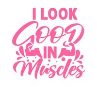 j'ai l'air bien musclé Stickers gravés 42x42.7cm Décoration de magasin Rose