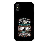 J'Ai l'air d'écouter mais dans ma tête Je Joue de la Guitare Coque pour iPhone X/XS
