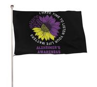 J'ai le temps de vous écouter. Votre vie compte. Drapeau de grande taille pour la sensibilisation à la maladie d'Alzheimer, idéal pour une fête d'extérieur (122 x 183 cm). Décorations et fournitures p