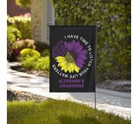 J'ai le temps de vous écouter. Votre vie compte. Drapeau de jardin double face de sensibilisation à la maladie d'Alzheimer, 31,75 cm x 45,72 cm.