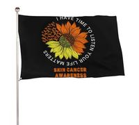 J'ai le temps d'écouter. Votre vie compte. Drapeau de grande taille (60 x 90 cm) pour la sensibilisation au cancer de la peau. Décorations et fournitures pour fêtes extérieures. Thème : Sensibilisatio