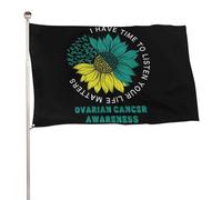 J'ai le temps d'écouter. Votre vie compte. Drapeau de grande taille pour extérieur, thème « Sensibilisation au cancer de l'ovaire », 122 x 183 cm. Décorations et fournitures pour fêtes.