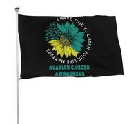J'ai le temps d'écouter. Votre vie compte. Drapeau de grande taille pour la sensibilisation au cancer de l'ovaire, idéal pour les fêtes extérieures (90 x 150 cm). Décorations et fournitures pour fêtes