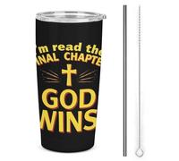 J'ai lu le dernier chapitre : Dieu triomphe ! Gobelet isotherme Cross_nobg de 590 ml en acier inoxydable, double paroi sous vide, avec couvercle à paille, idéal pour les voyages et les occasions spéc