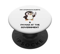 J'Ai Mal au Ventre et Je suis en colère Contre Le Mignon Pingouin du Gouvernement PopSockets PopGrip Adhésif