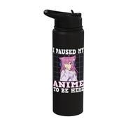 J'ai mis mon anime en pause pour qu'il soit là, Anime Stainless Steel Insulated Water Bottle