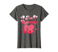 J'Ai Officiellement 18 Ans Anniversaire Dix-Huit Fête T-Shirt, Femme, Asphalte, XL