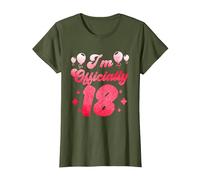 J'Ai Officiellement 18 Ans Anniversaire Dix-Huit Fête T-Shirt, Femme, Olive, XL