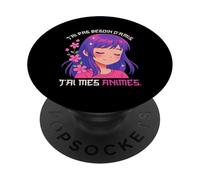 J'Ai Pas Besoin d'amis J'Ai Mes Animes Manga Otaku PopSockets PopGrip Adhésif