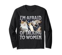 J'ai peur de parler aux femmes Funny Cat Meme Bootleg Manche Longue